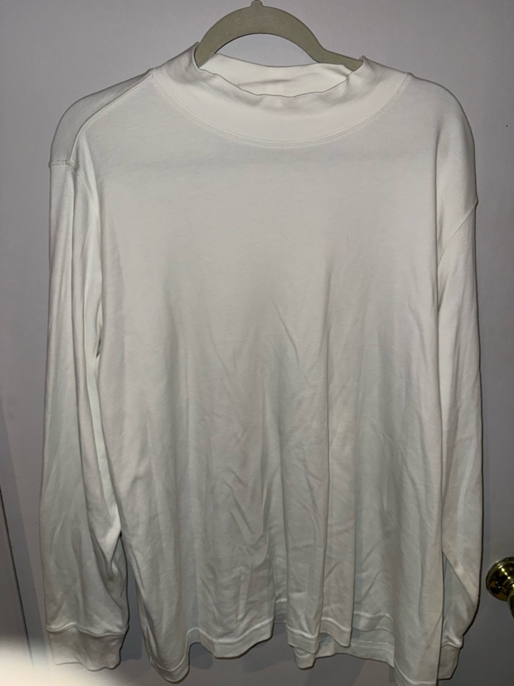 Lands' End Women's Cream Long Sleeve Mock Tee plus 3X